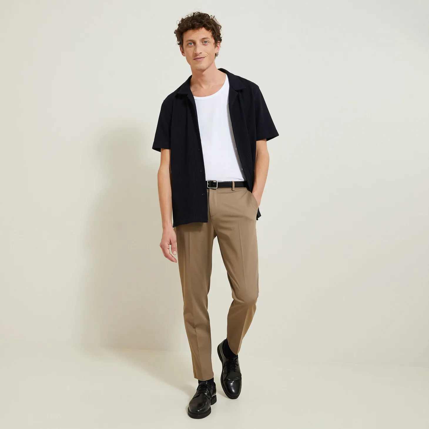 Chemise-Jules Chemisette en coton matière gaufrée Bleumoyen