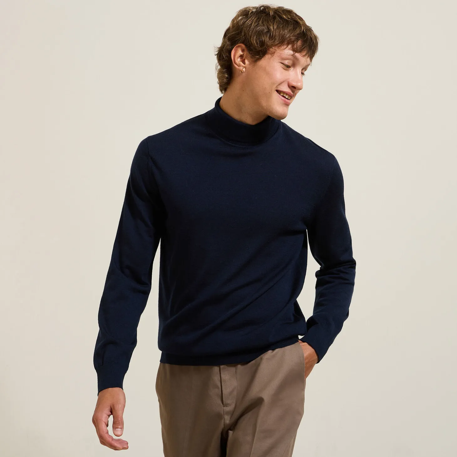 Pull-Jules Pull col roulé mérinos Bleumoyen