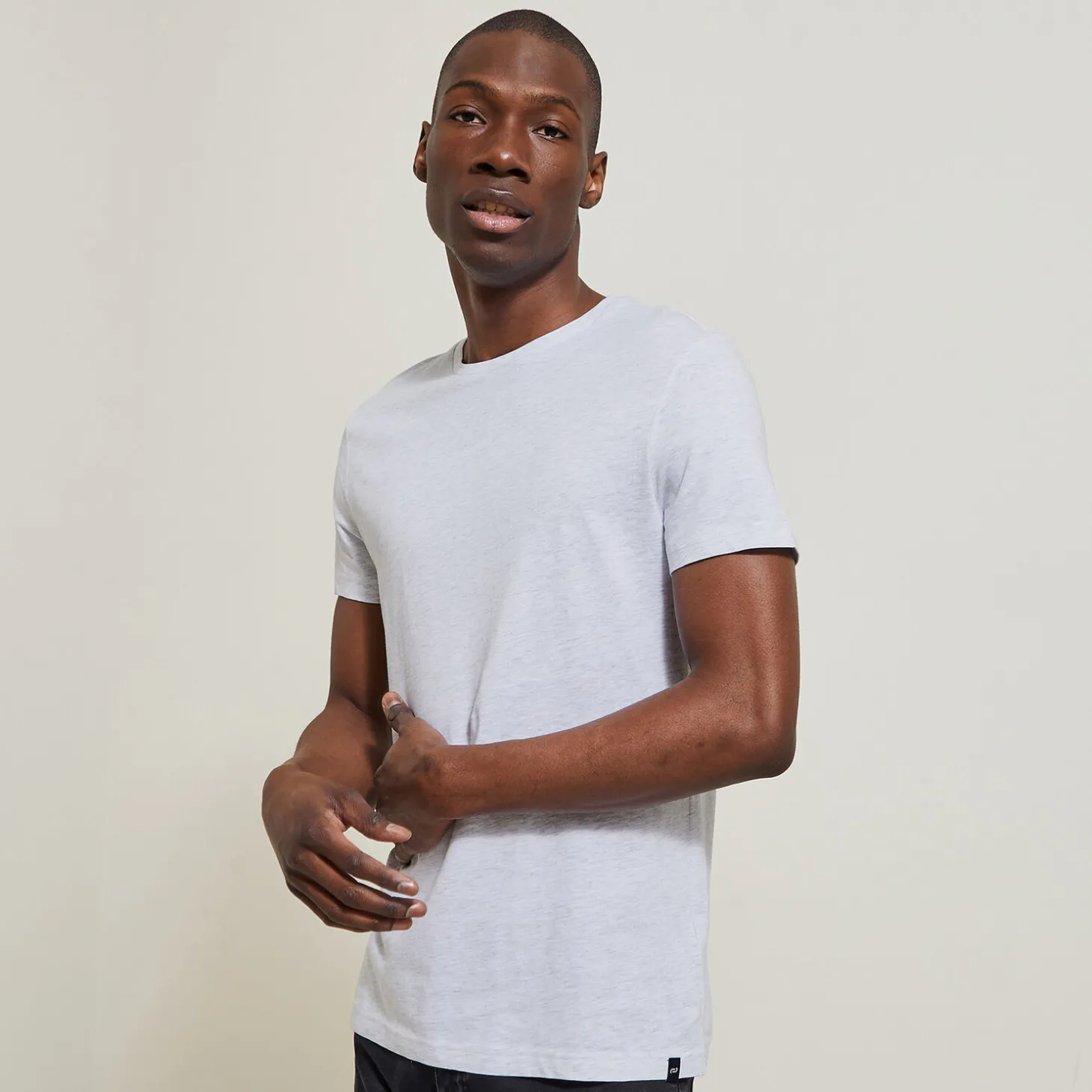 T-shirt-Jules Tee shirt en coton col rond basique Grisclair